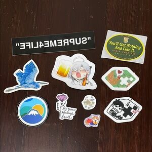 Assorted Sticker Pack with Fun Designs - Supreme, Japanese Beer, Birds, Mountain